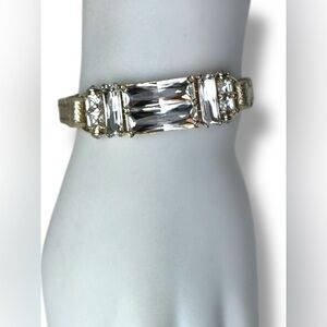 Henri Bendel Swarovski Crystal Gold Leather Belt Bracelet